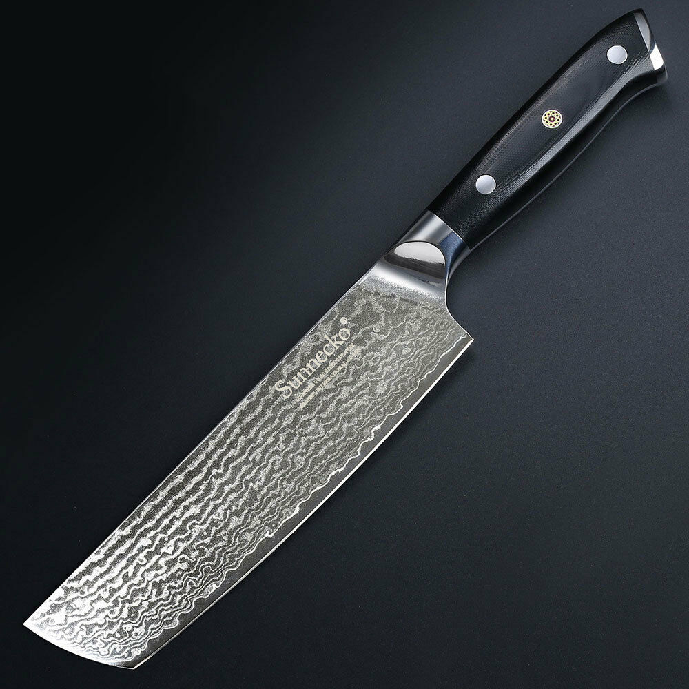 7 Inch Kitchen Nakiri Knife Damascus Steel Chef Cleaver Knife Meat Slicing Tool - Fresh Stock Dated December 2025