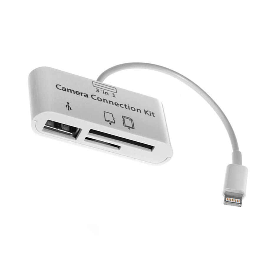 3 IN 1 USB SD Card Reader Micro Camera Connection Adapter Reader for iPad iphone - Fresh Stock Dated February 2026