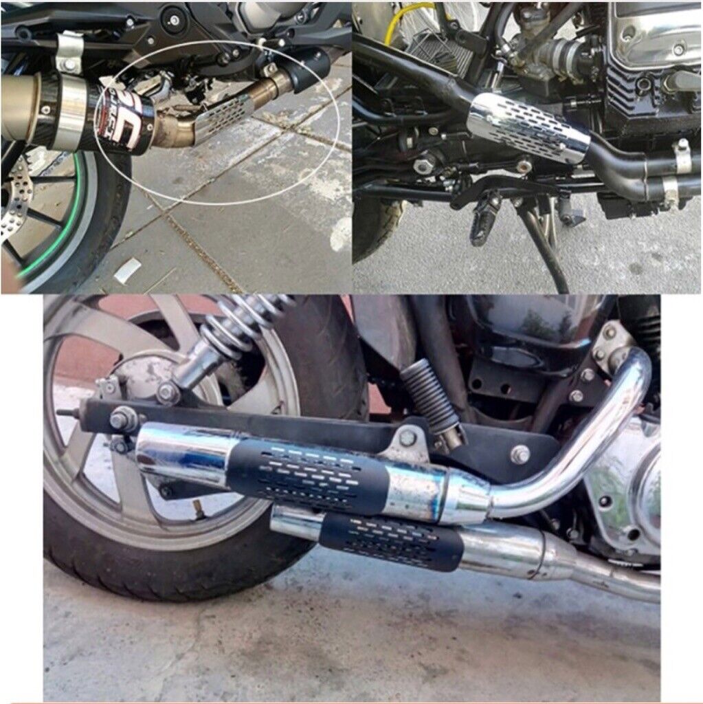 Universal Black Exhaust Muffler Pipe Heat Shield Cover Heel Guard For Motorcycle - Fresh Stock Dated February 2026