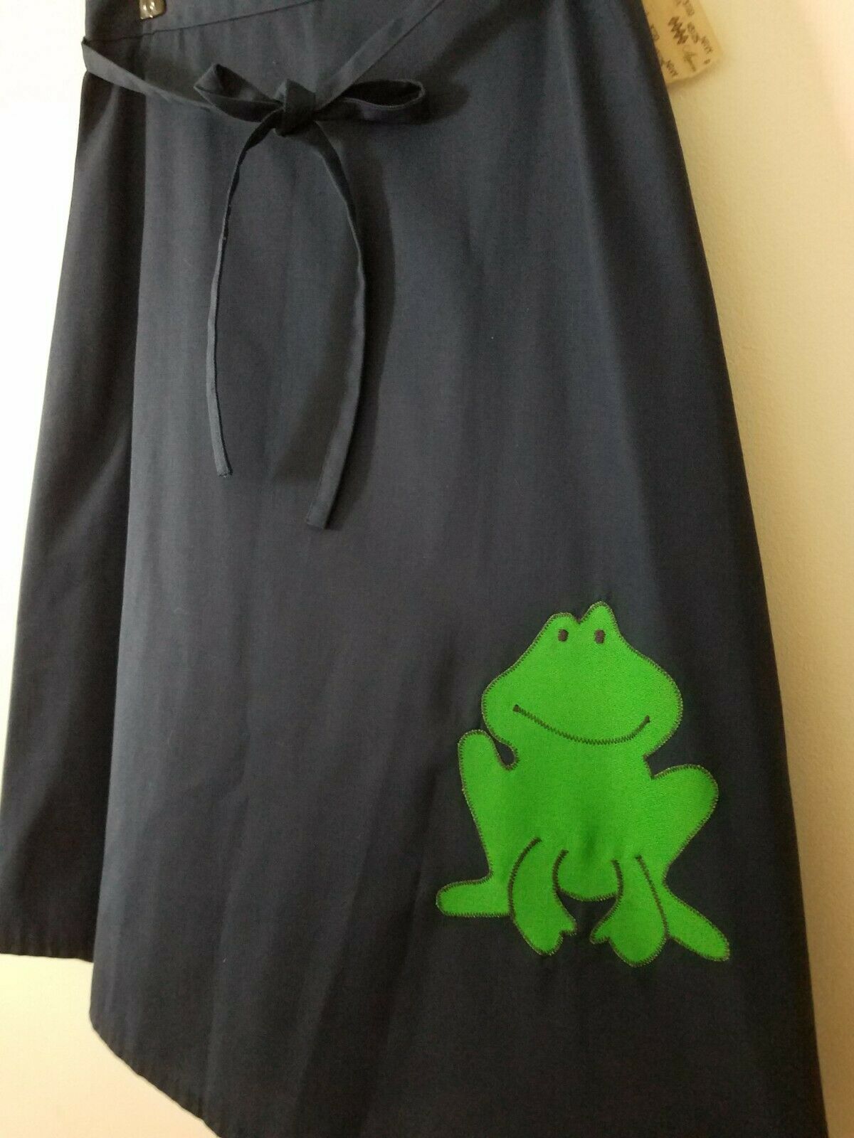 Vintage Hunter Sportswear Wrap Skirt 18 Navy Blue Frog Applique Midi A-Line Boho - Fresh Stock Dated February 2026