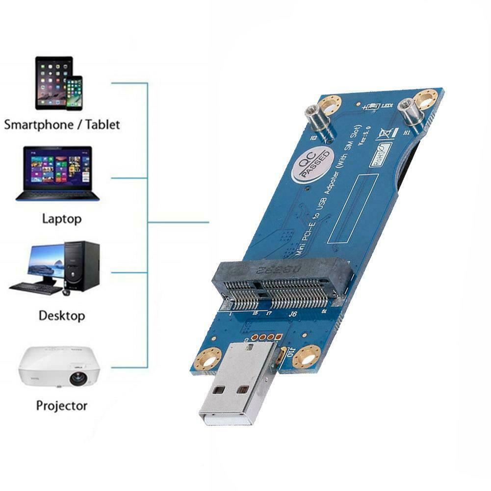 1Pcs Blue Mini PCI-E to USB Converter Adapter Card WWAN Test 3G/4G Module - Fresh Stock Dated December 2025
