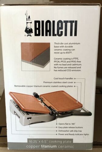 Bialetti Panini Grill Ceramic Copper - Stainless Steel,Copper - Fresh Stock Dated December 2025
