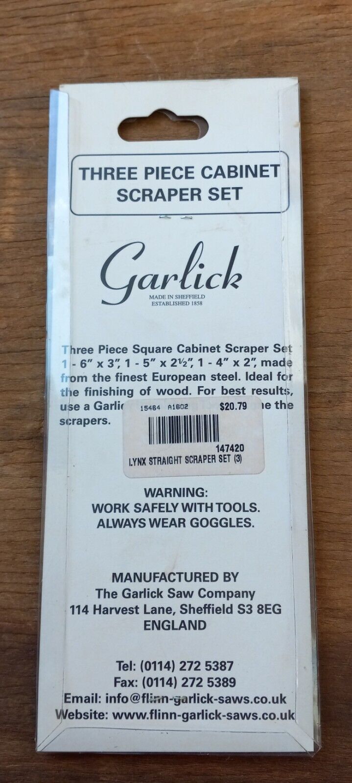 Garlick Saw Co. Cabinet Scraper Set 3 Piece Set One each 6