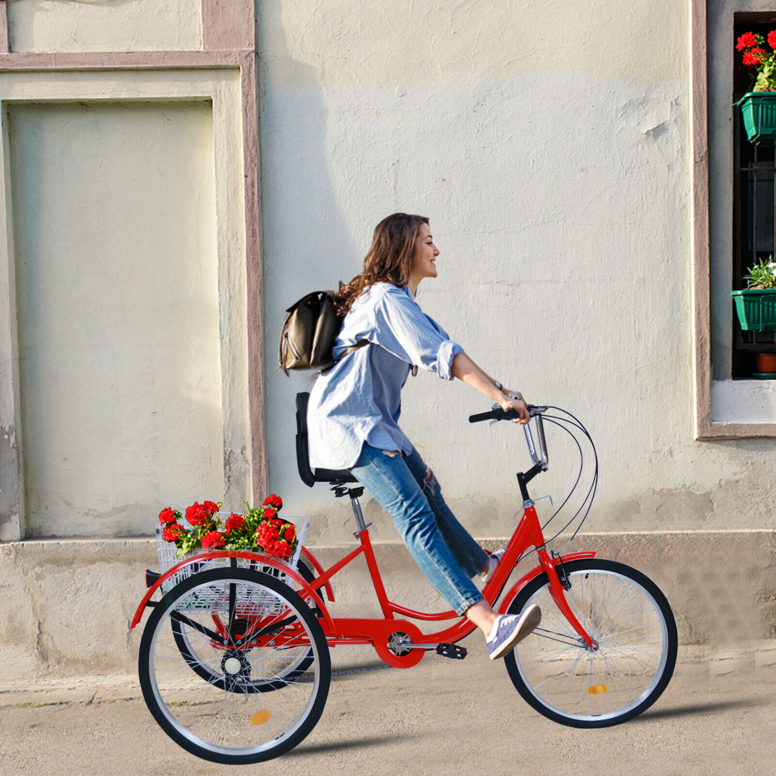 20/24/26inch Adult Tricycle 7 Speed 3-Wheel Adult Bicycle Trike w/Basket & Tools - Fresh Stock Dated December 2025