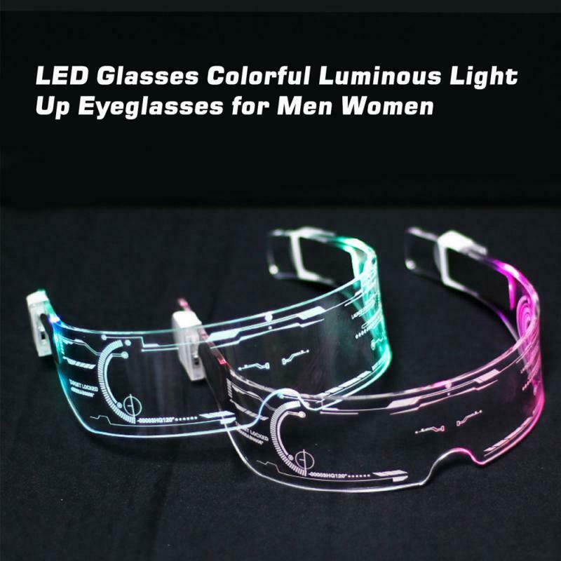 LED Luminous Glasses Electronic Visor Glasses Light Up Prop KTV Bar Party Glasse - Fresh Stock Dated February 2026