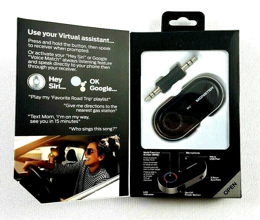 Monster Bluetooth Audio Receiver w/ Google & Siri Virtual Assistant BT 4.2 - NEW - Fresh Stock Dated February 2026