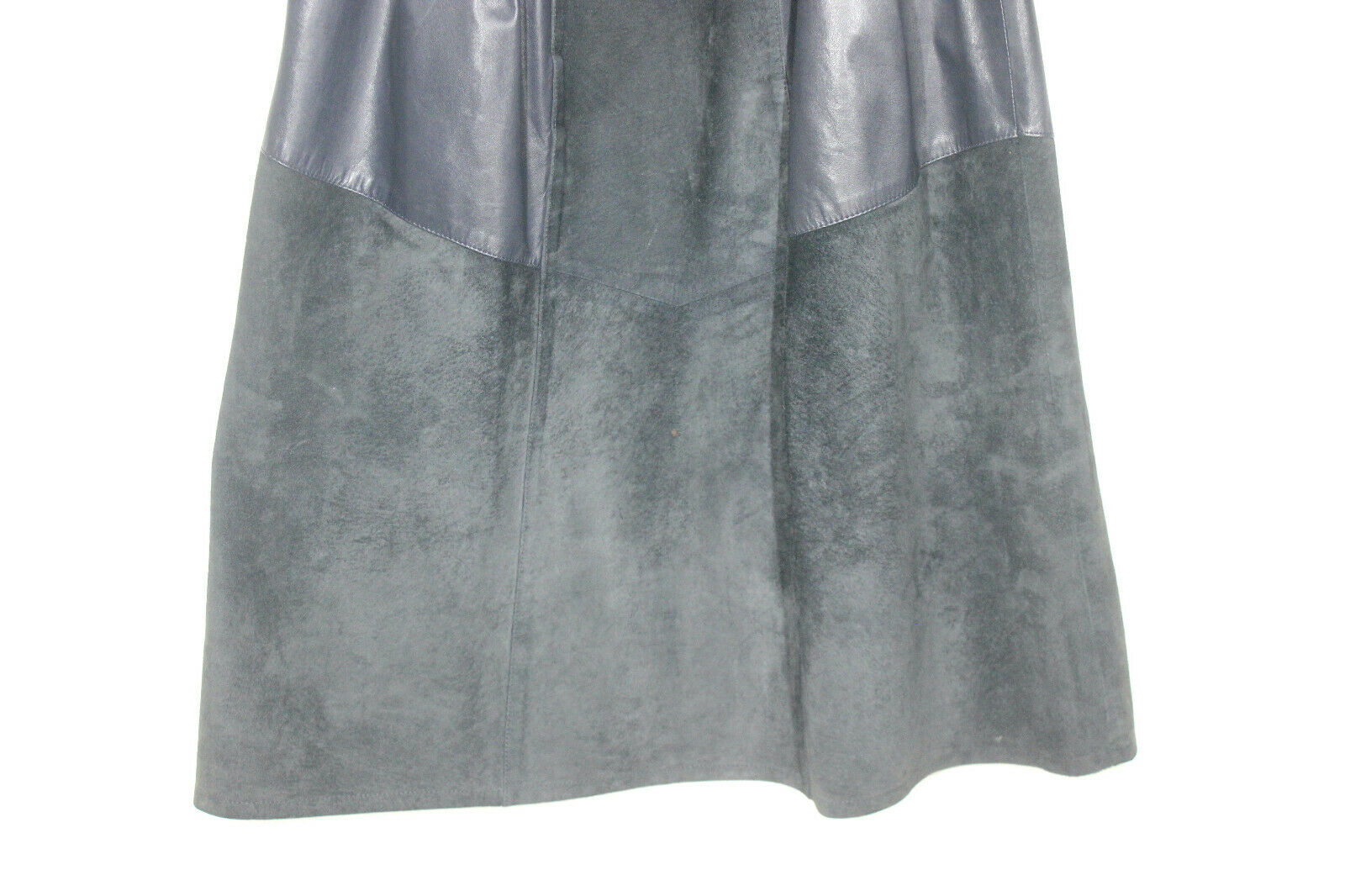 Vtg Leather Patchwork Skirt M w28 Full Midi Black Suede Pockets Goth Lady Hammer - Fresh Stock Dated February 2026