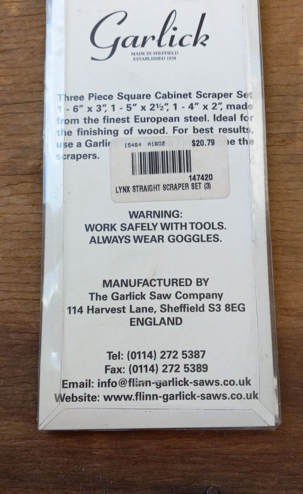 Garlick Saw Co. Cabinet Scraper Set 3 Piece Set One each 6