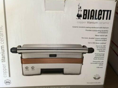Bialetti Panini Grill Ceramic Copper - Stainless Steel,Copper - Fresh Stock Dated December 2025