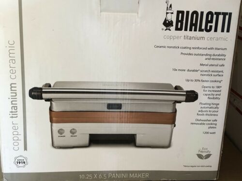 Bialetti Panini Grill Ceramic Copper - Stainless Steel,Copper - Fresh Stock Dated December 2025