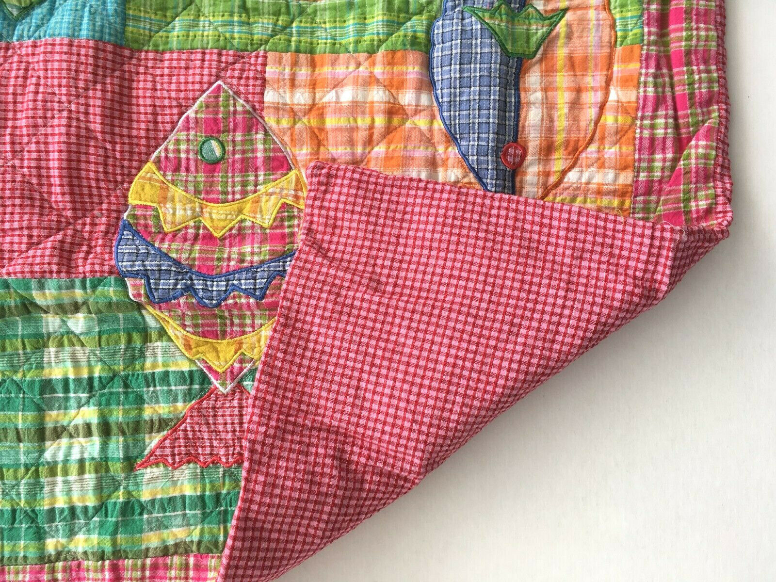 2  quilted SHAMS * GO FISH * COLORFUL fun fish beach PATCHWORK * standard * NIP - Fresh Stock Dated December 2025