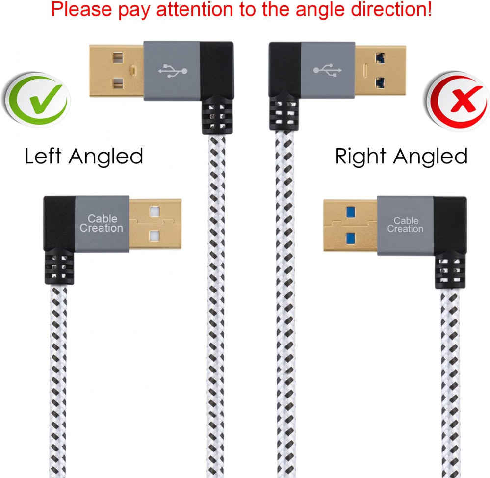 1 FT USB 3.0 Extension Cable, CableCreation Left Angle Male to... - Fresh Stock Dated February 2026
