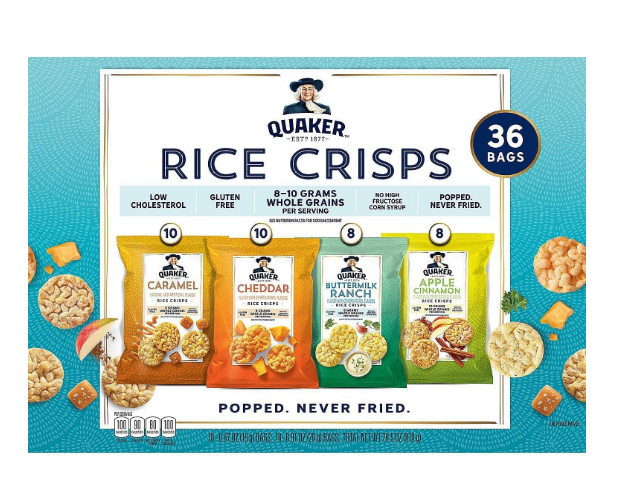 New Quaker Rice Crisps Variety Pack (36 pk.) - Fresh Stock Dated December 2025