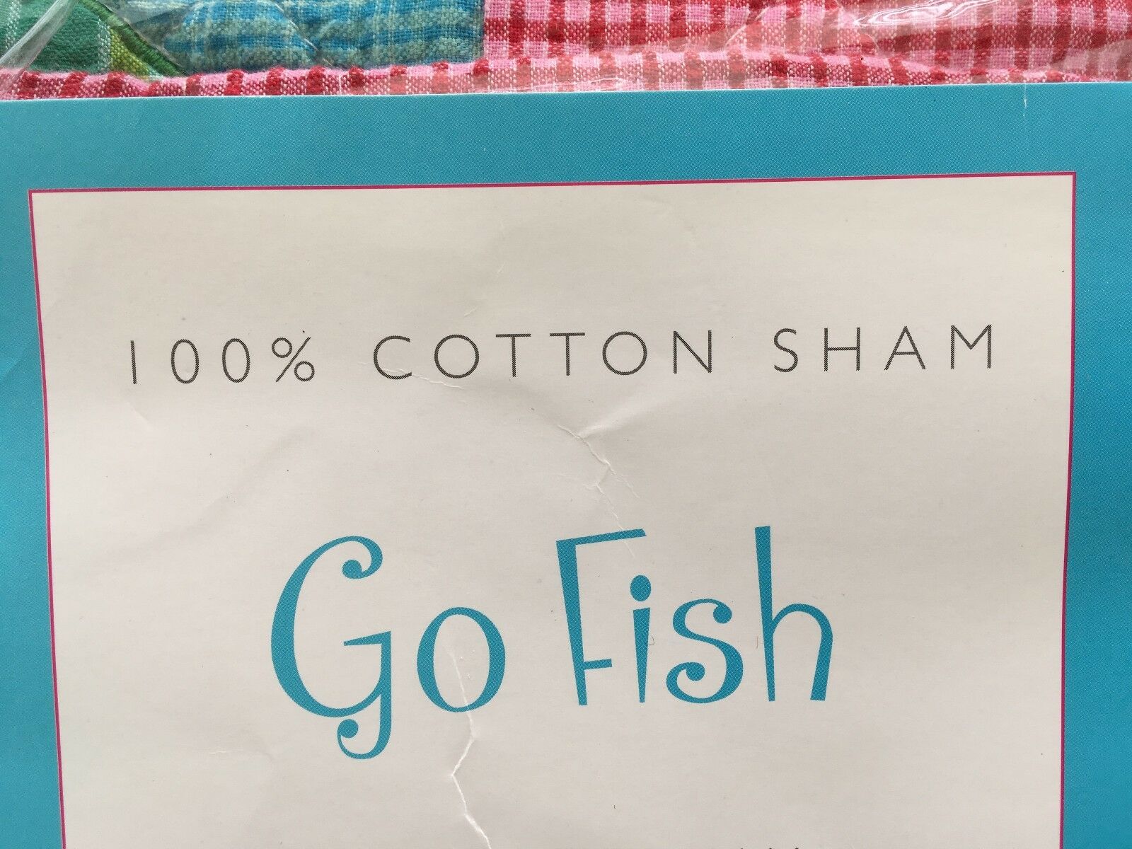 2  quilted SHAMS * GO FISH * COLORFUL fun fish beach PATCHWORK * standard * NIP - Fresh Stock Dated December 2025