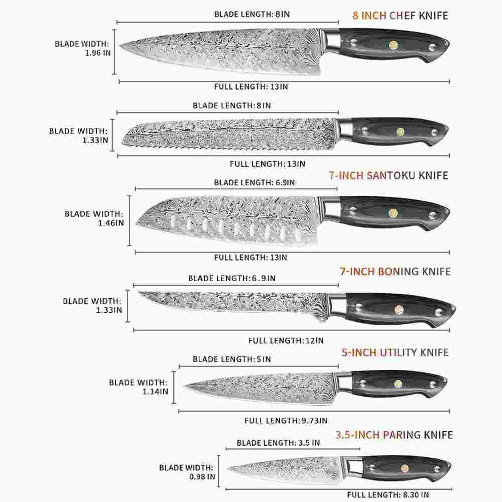 Stainless Steel Kitchen Knife Set Japanese Damascus Pattern Cleaver Chef Knives - Fresh Stock Dated February 2026