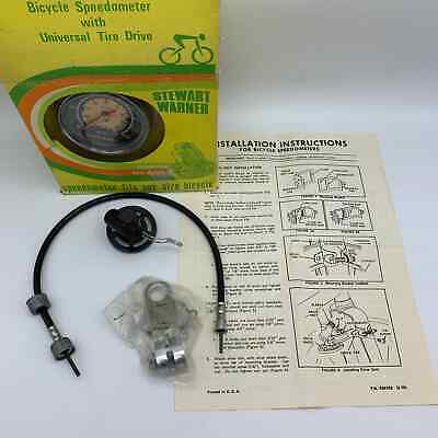 New 1979 Stewart-Warner Bicycle Speedometer Universal Tire Drive #737-BC - Fresh Stock Dated December 2025
