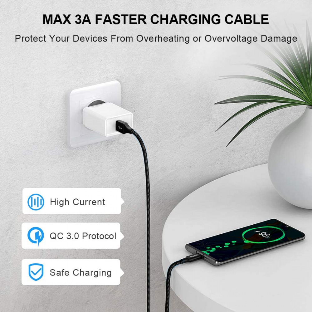 [2-Pack, 6ft] USB Type C Charger Cable 3A Fast Charging, 6FT,6FT, Black - Fresh Stock Dated February 2026