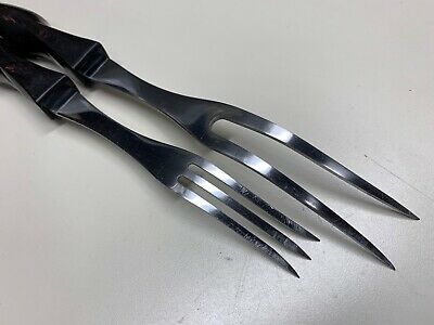 CUTCO CLASSIC BROWN TURNING & CARVING FORKS 1727 / 1726 USA **NICE CONDITION** - Fresh Stock Dated December 2025