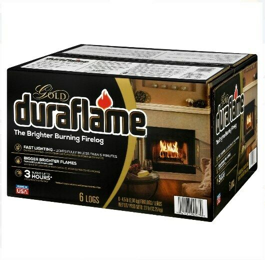 Duraflame Fire Logs 6 Pack - 4.5lb Bright Burning 3 Hour Burn Time Fast Lighting - Fresh Stock Dated December 2025