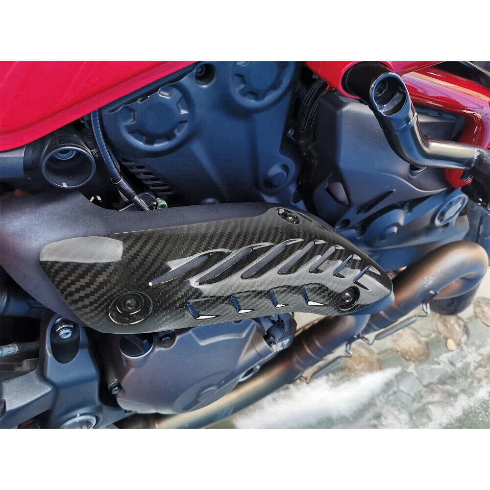 For Monster 821 1200/S/R 14+ Real Carbon Fiber Exhaust Heat Shield Guard Cover - Fresh Stock Dated February 2026