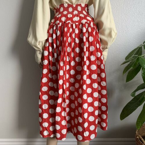 Vintage 1930s Polka Dot Cotton Midi Skirt - Fresh Stock Dated February 2026