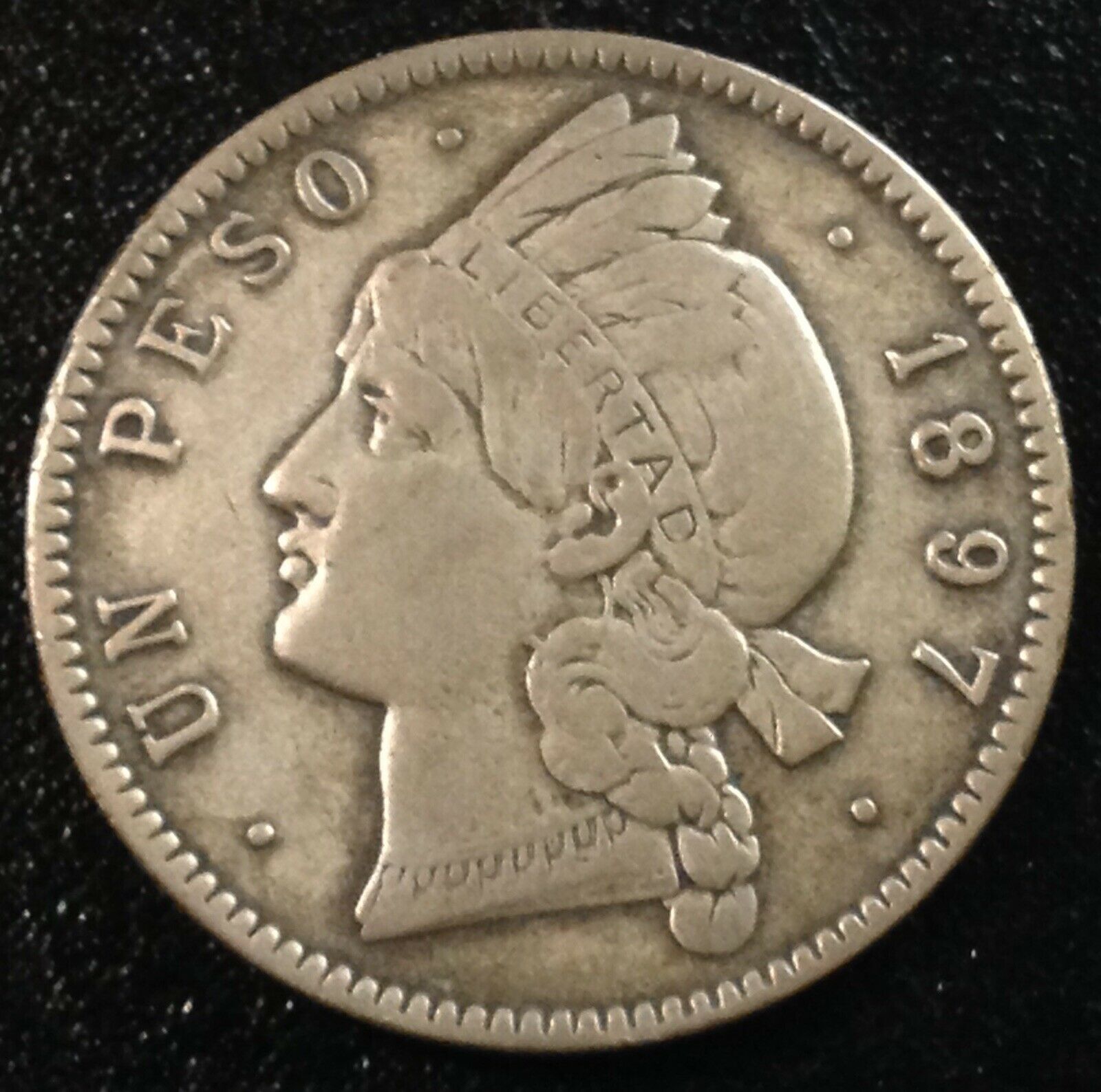 DOMINICAN REPUBLIC 1 Peso 1897 - Silver - VF - Fresh Stock Dated December 2025