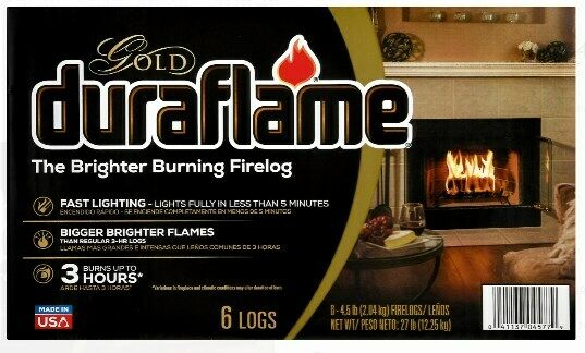 Duraflame Fire Logs 6 Pack - 4.5lb Bright Burning 3 Hour Burn Time Fast Lighting - Fresh Stock Dated December 2025