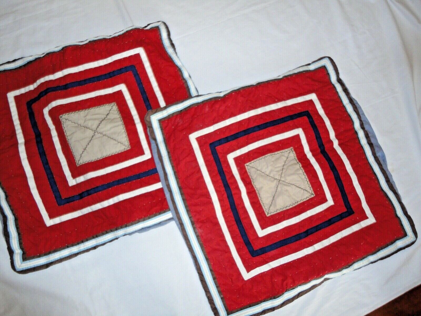 POTTERY BARN KIDS JUNIOR VARSITY SPORTS STRIPE (2PC) EURO PILLOW SHAMS SET 26X26 - Fresh Stock Dated February 2026