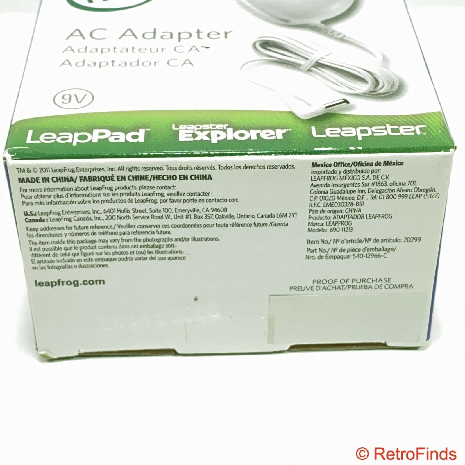 LEAP FROG AC Adapter 9V LeapPad EXPLORER Leapster New 690-11213 - Fresh Stock Dated February 2026