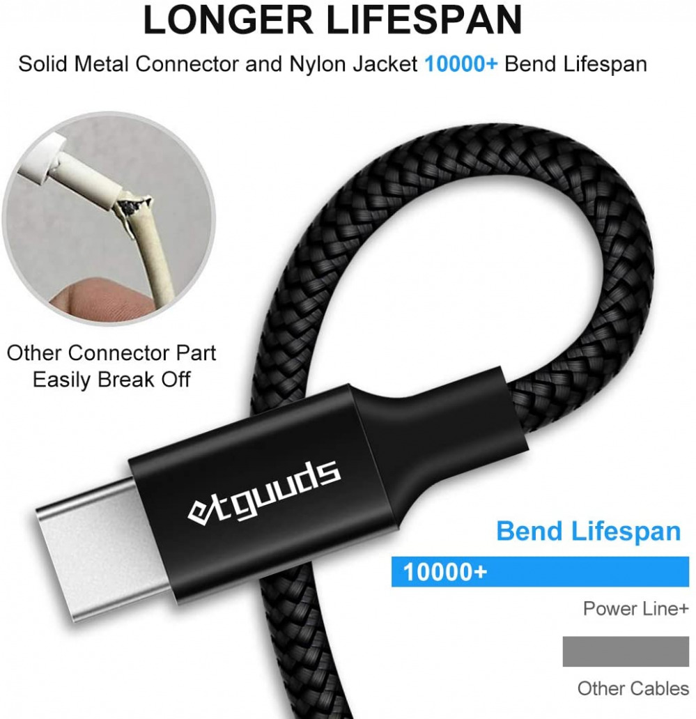 [2-Pack, 6ft] USB Type C Charger Cable 3A Fast Charging, 6FT,6FT, Black - Fresh Stock Dated February 2026