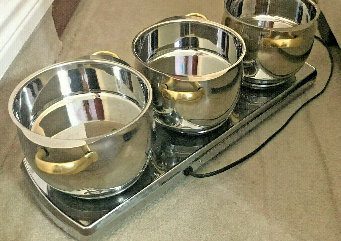 Cuisine Cookware Command Performance MK-367 Triple Burner Buffet Range w/ 3 Pots - Fresh Stock Dated February 2026