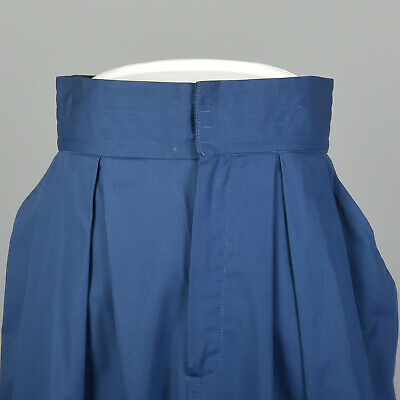 XS 1970s Yves Saint Laurent Rive Gauche Pleated Blue Cotton Skirt Pockets Casual - Fresh Stock Dated March 2026