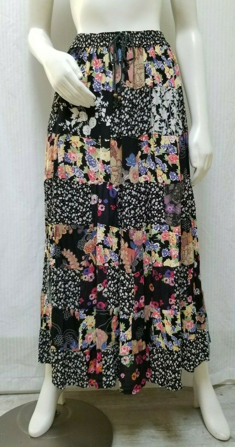 Vintage Jack Pot Rayon Floral Patchwork Boho Maxi Skirt - One Size - EUC - Fresh Stock Dated March 2026