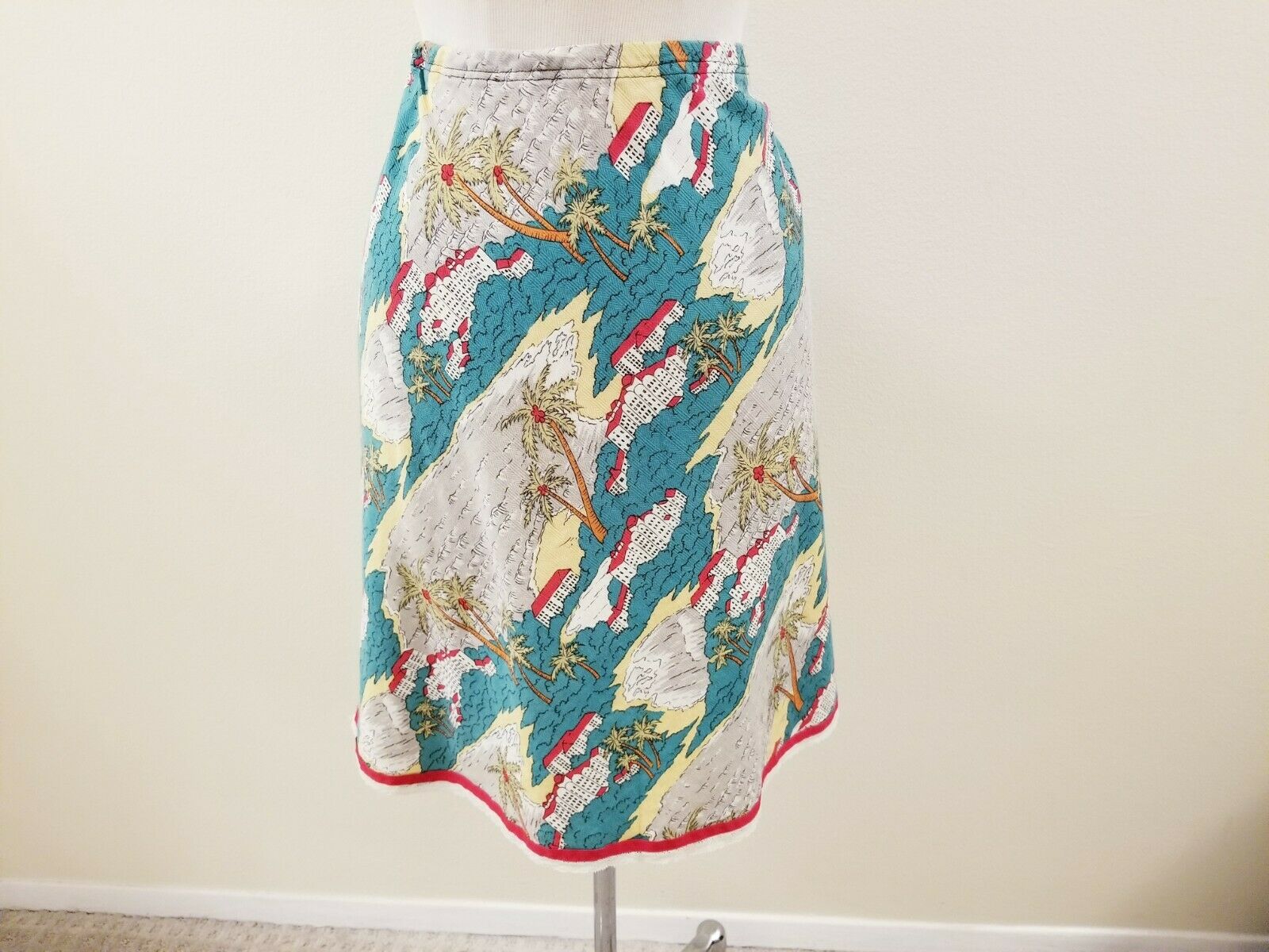 80's Vintage Women's Handmade Green Hawaiian A-Line Skirt - XL - VOLUP - Fresh Stock Dated February 2026