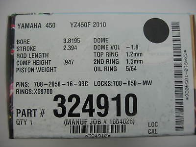 2010-17 Yamaha YZ450F YZ 450F STD Bore 97mm Cylinder Piston Gasket kits 12.8:1 - Fresh Stock Dated February 2026