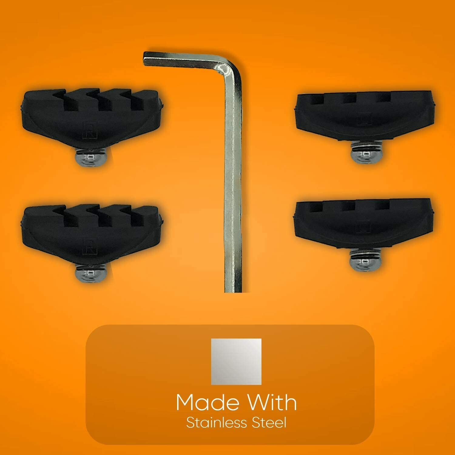 2 Pair ELAPCO Bike Bicycle Brake Pads with Installation Tool C Shaped 50MM 4 PCS - Fresh Stock Dated February 2026