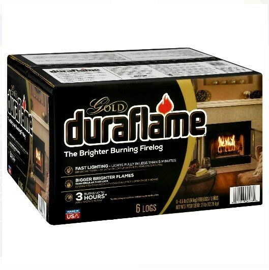 Duraflame Fire Logs 6 Pack - 4.5lb Bright Burning 3 Hour Burn Time Fast Lighting - Fresh Stock Dated December 2025