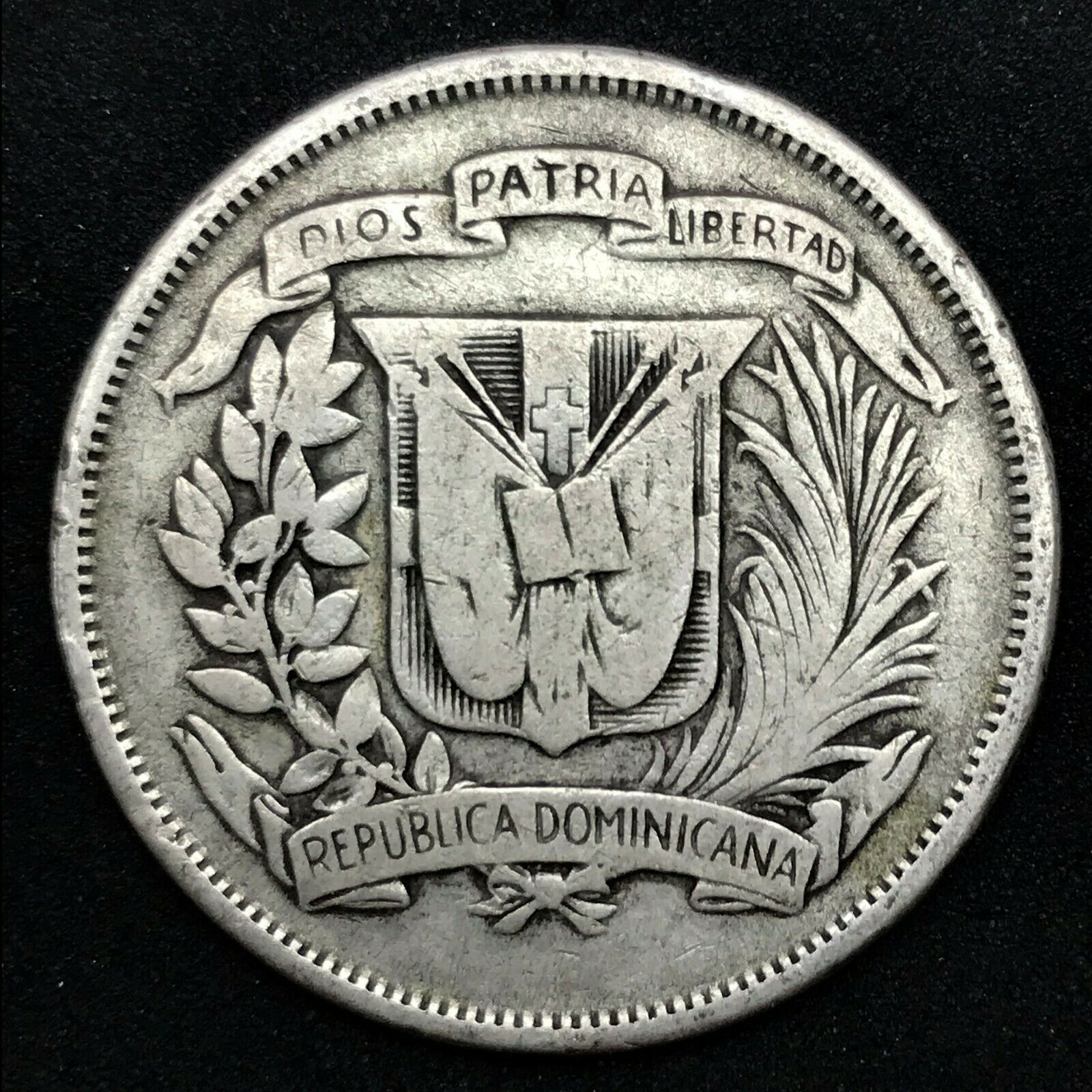 1959 Dominican Republic MEDIO - 1/2 Peso 0.900 Silver Coin KM #21 Item #1 - Fresh Stock Dated December 2025