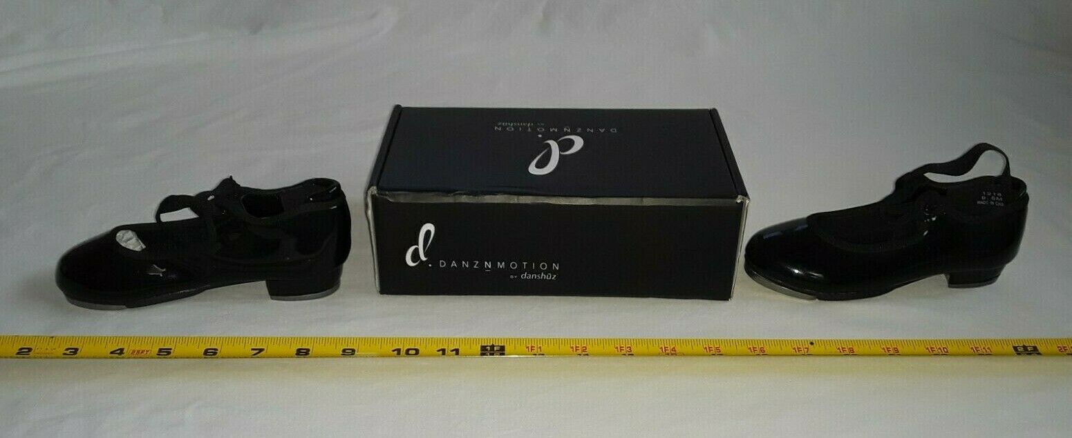 DanznMotion by Danshuz Toddler Girls Tap Shoes STAR TONE, Shiny Black Size 9.5 . - Fresh Stock Dated December 2025