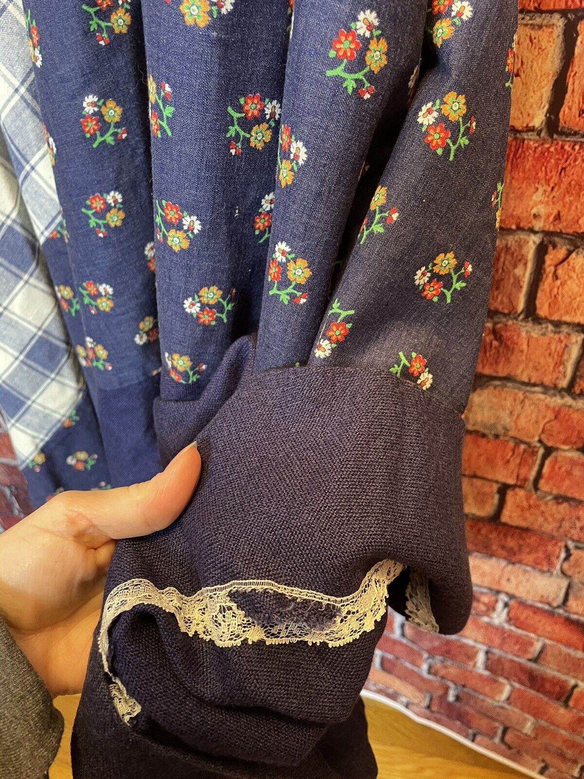 VTG Prairie 1970s Hippie Chessa Davis Patchwork Denim Maxi Gypsy Skirt Dress med - Fresh Stock Dated March 2026