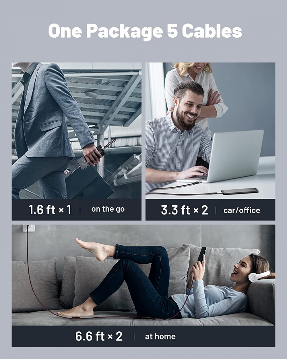 USB Type C Cable, [5 Pack 3.1A] Quick QC3.0 Fast Charging C Black - Fresh Stock Dated February 2026