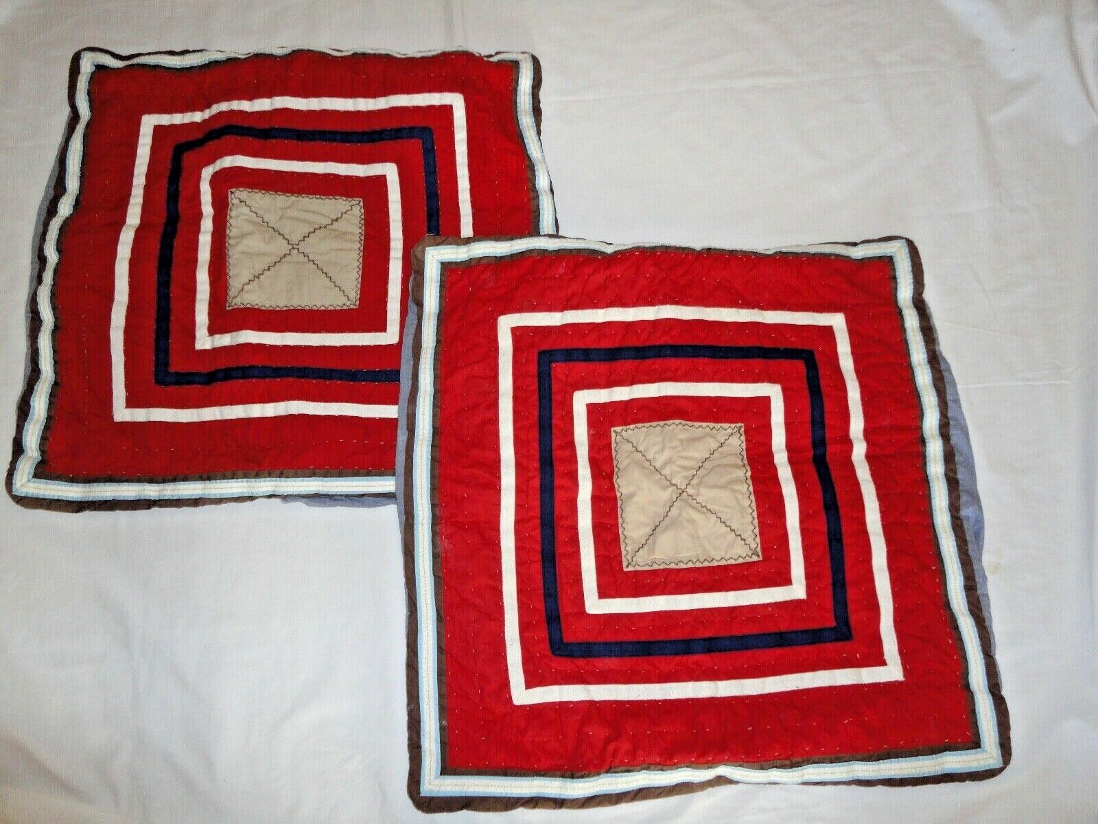 POTTERY BARN KIDS JUNIOR VARSITY SPORTS STRIPE (2PC) EURO PILLOW SHAMS SET 26X26 - Fresh Stock Dated February 2026