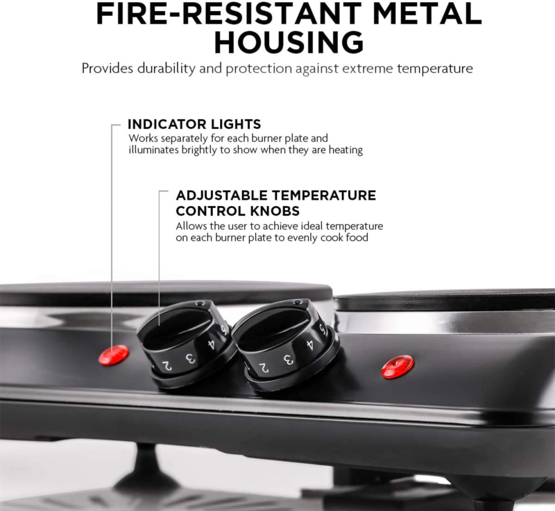 1700W Double Hot Plate Electric Countertop Cast Iron Burner Portable Black NEW - Fresh Stock Dated December 2025