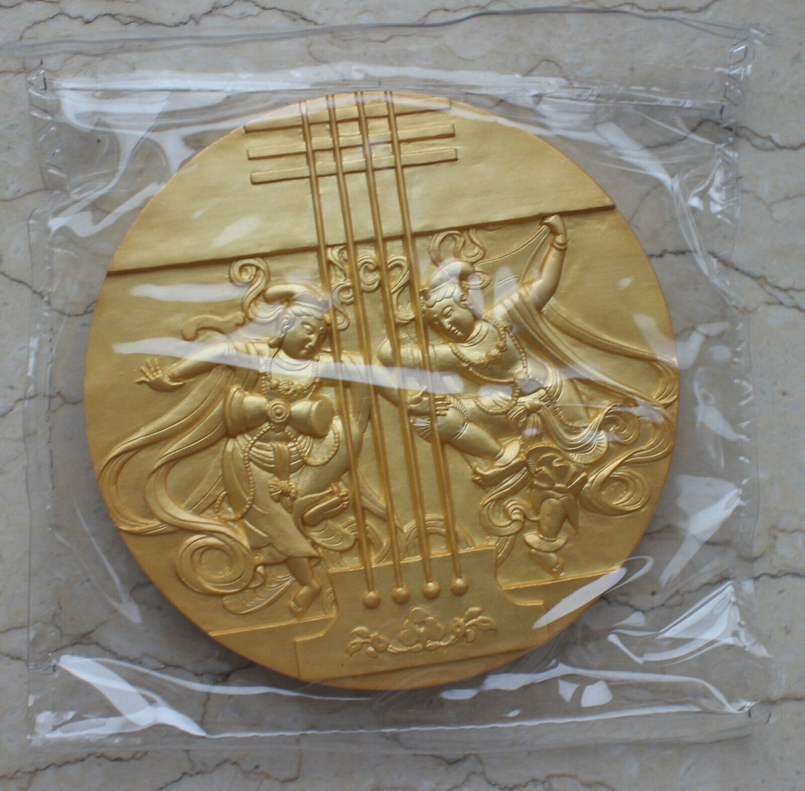 A Pair 2020 China 80mm Gilt & Silvered Copper Medals - Dunhuang Flying Apsaras - Fresh Stock Dated February 2026