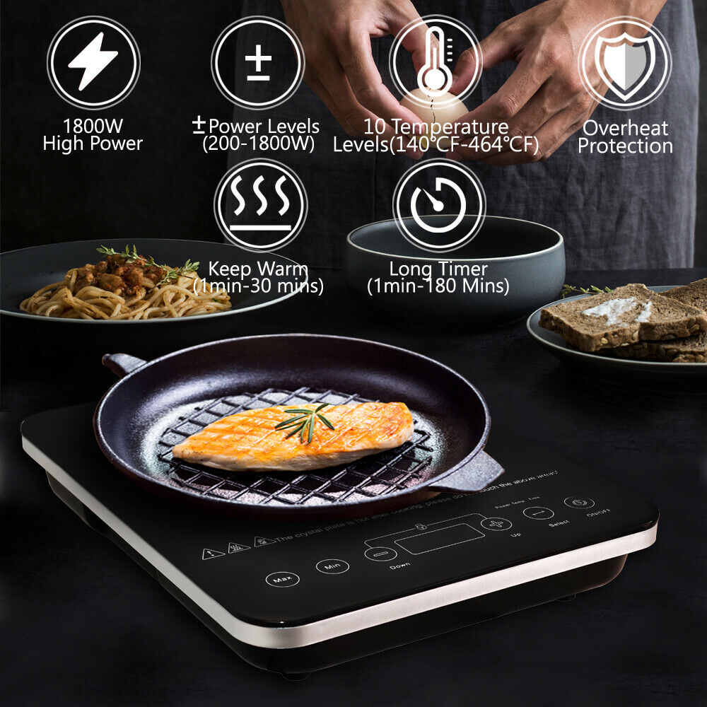 Digital Electric Single Induction Cooker 1800W Portable Burner Cooktop Hot Plate - Fresh Stock Dated December 2025