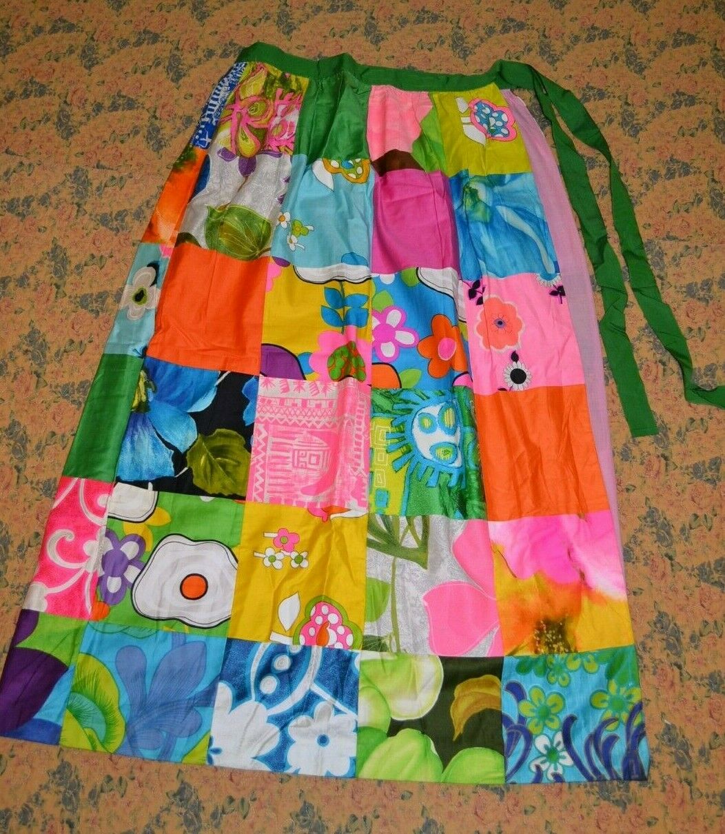 VTG 60's ALICE POLYNESIAN Cotton Maxi Wrap Skirt XS-L, bright patchwork pattern - Fresh Stock Dated February 2026
