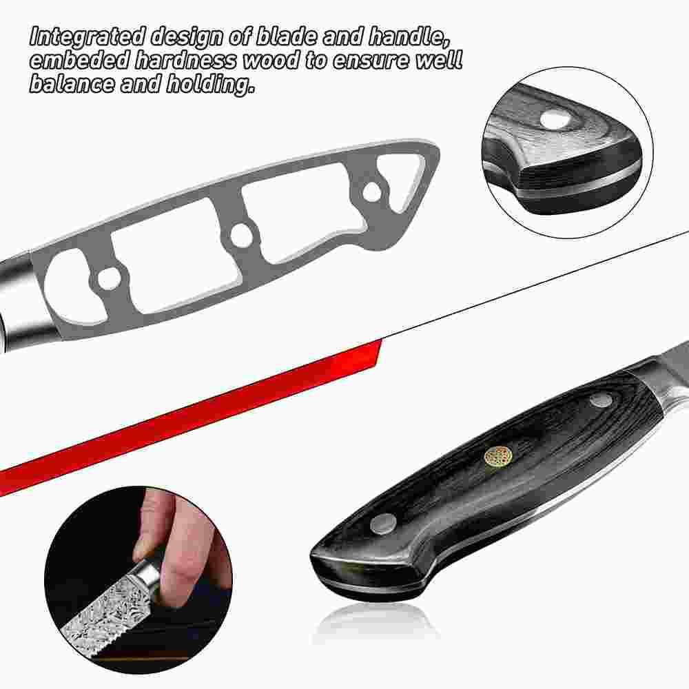 Stainless Steel Kitchen Knife Set Japanese Damascus Pattern Cleaver Chef Knives - Fresh Stock Dated February 2026