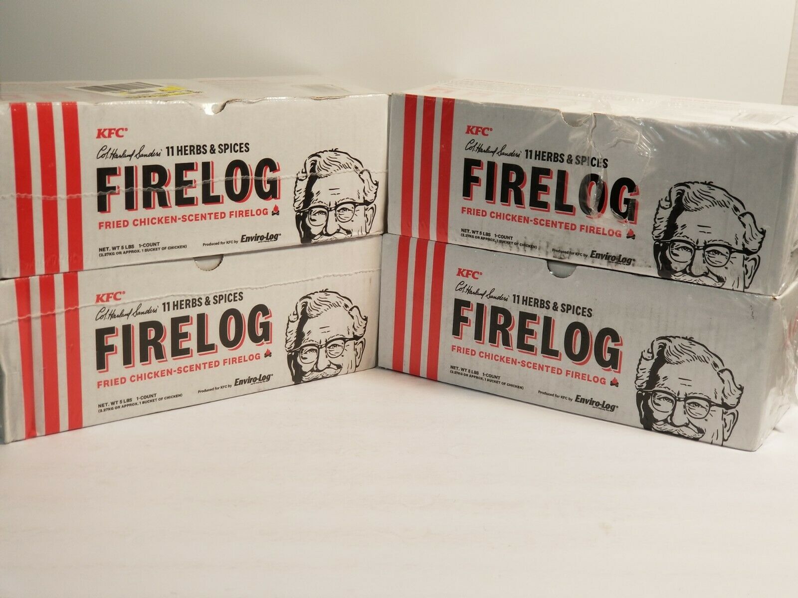 (4) Lot- KFC Envirolog 11 Herbs and Spices Fireplace Firelog Discontinued Sealed - Fresh Stock Dated December 2025