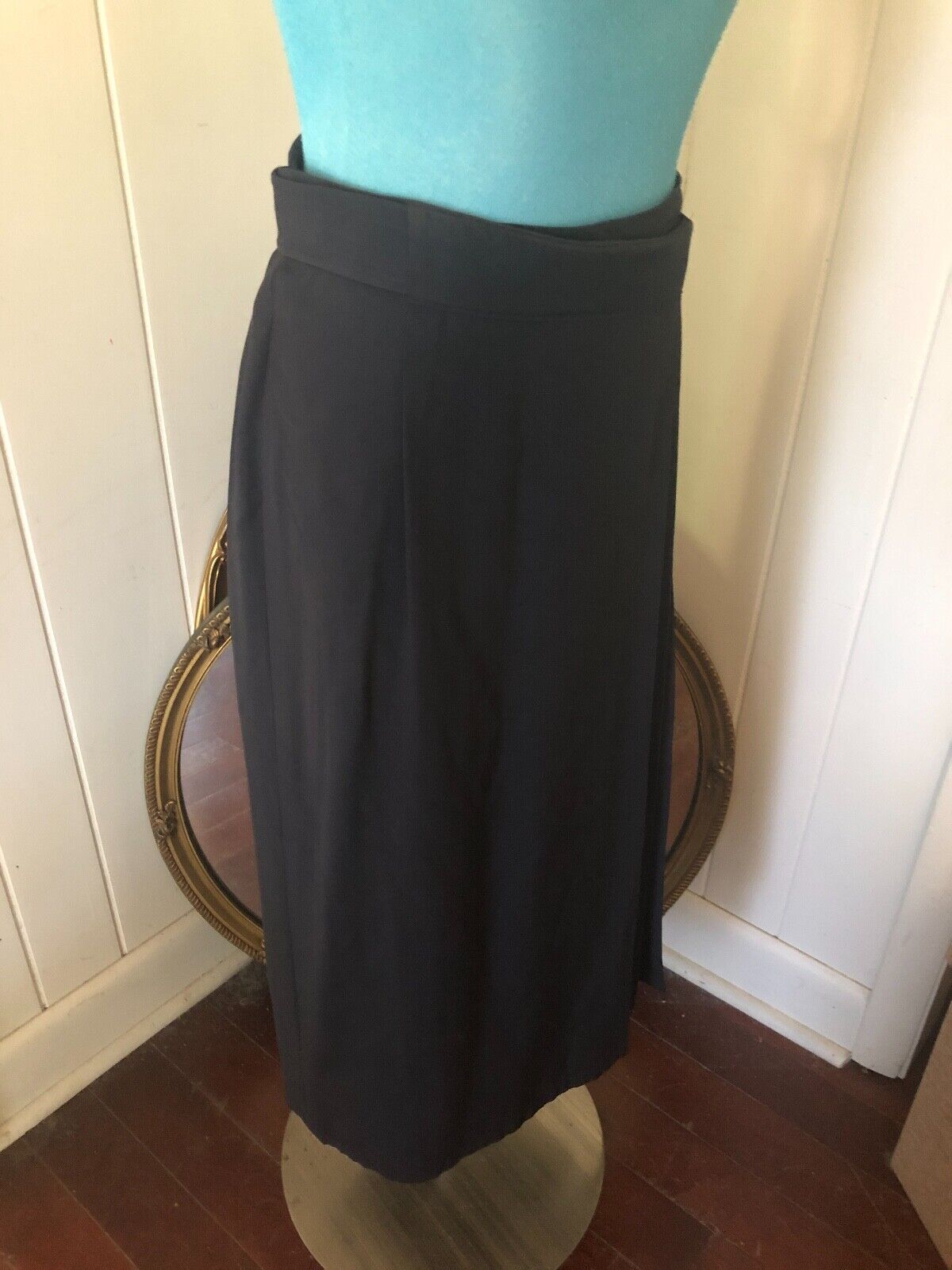 Stunning tailored Vintage 70s 80s Guy Laroche buckle silk black wrap skirt small - Fresh Stock Dated March 2026