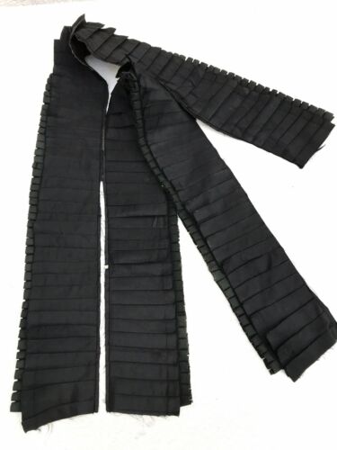 Antique 1880s Black Faille Bustle Skirt Parts Pleated Trim Handmade Ruched Panel - Fresh Stock Dated December 2025